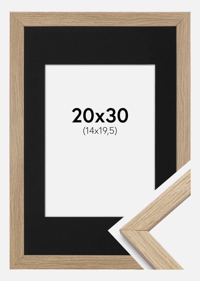 Ram med passepartou Frame Stilren Oak 20x30 cm - Picture Mount Black 15x21 cm