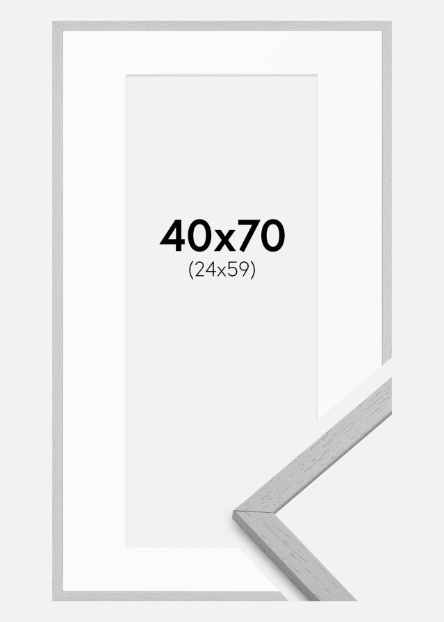 Ram med passepartou Frame Edsbyn Grey 40x70 cm - Picture Mount White 25x60 cm
