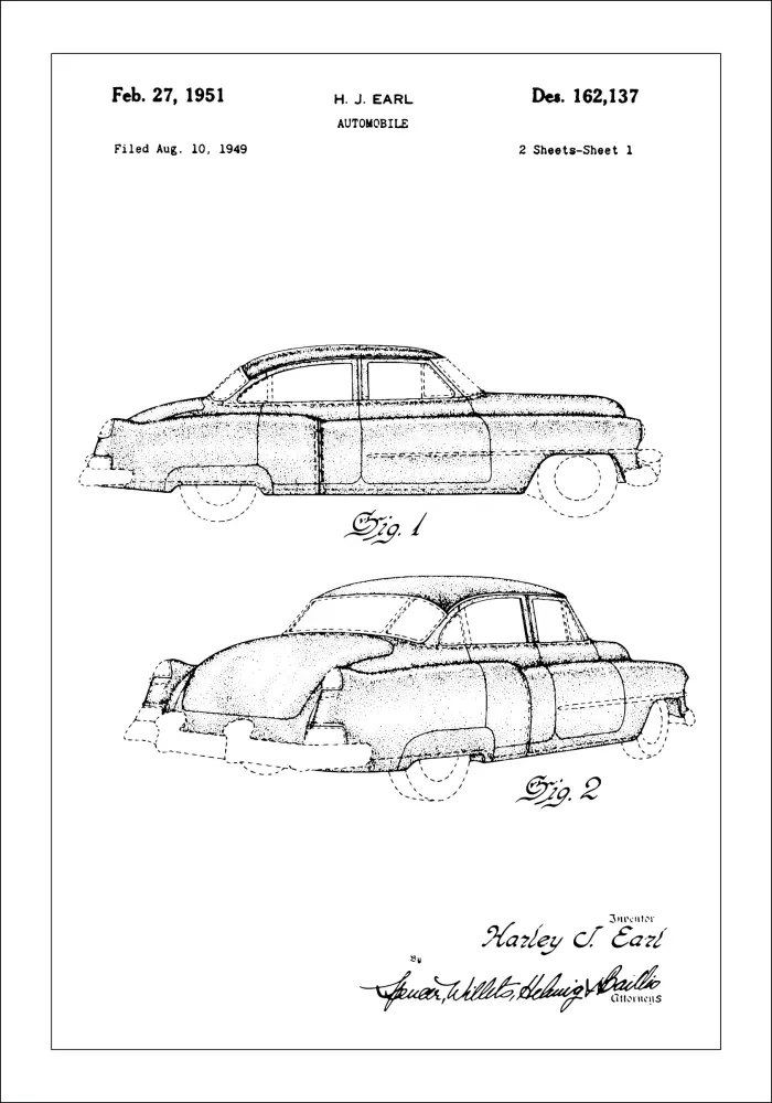 Bildverkstad Patent drawing - Cadillac I Poster