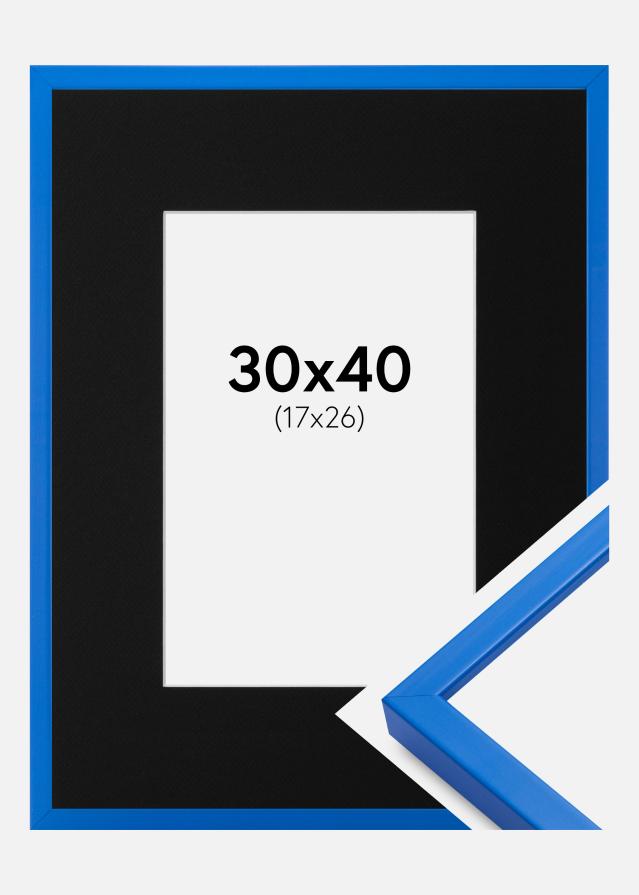 Ram med passepartou Frame E-Line Blue 30x40 cm - Picture Mount Black 18x27 cm