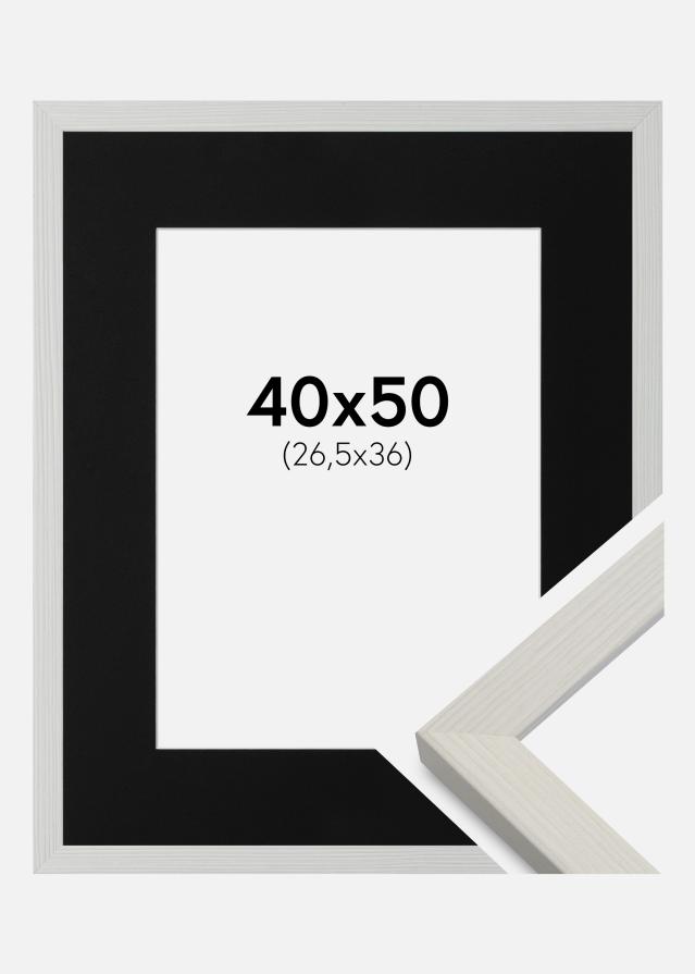 Ram med passepartou Frame Fiorito White 40x50 cm - Picture Mount Black 27.5x37 cm