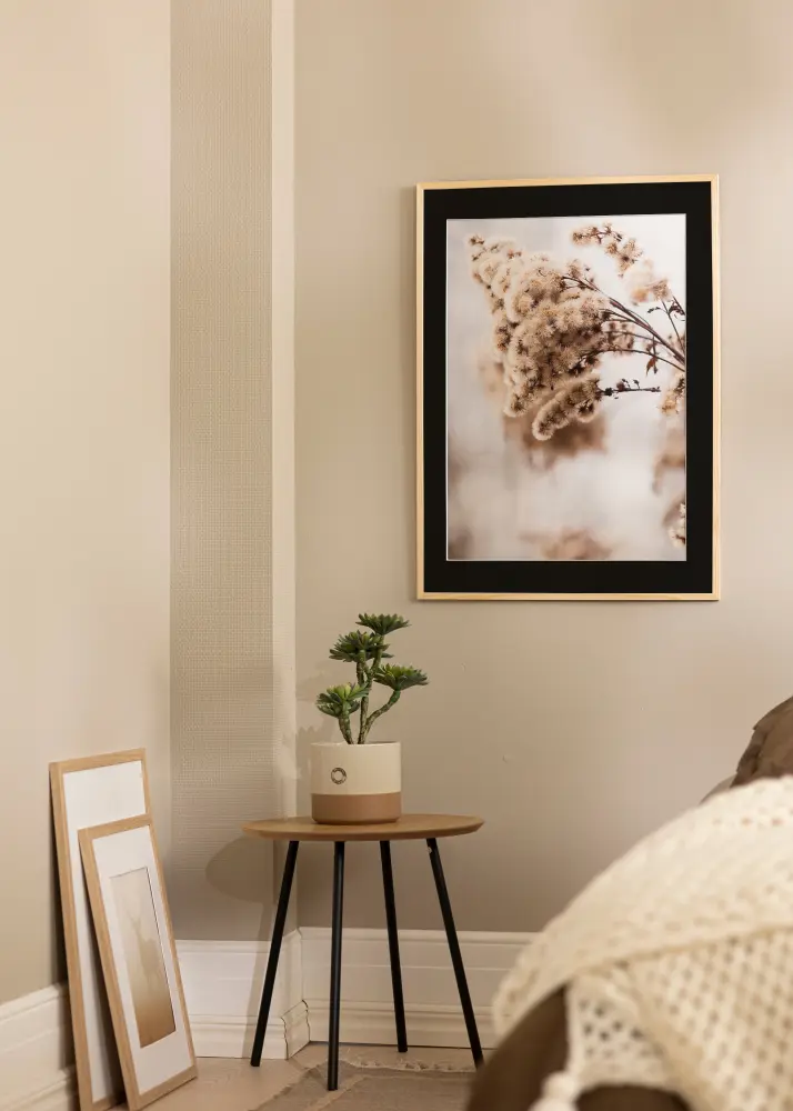 Ram med passepartou Frame Galant Pine 40x40 cm - Picture Mount Black 10x10 inches