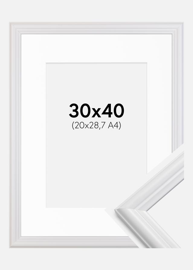 Ram med passepartou Frame Siljan White 30x40 cm - Picture Mount White 21x29.7 cm (A4)