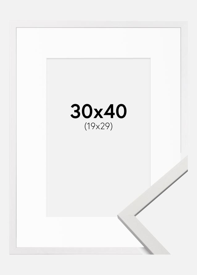 Ram med passepartou Frame Edsbyn White 30x40 cm - Picture Mount White 20x30 cm