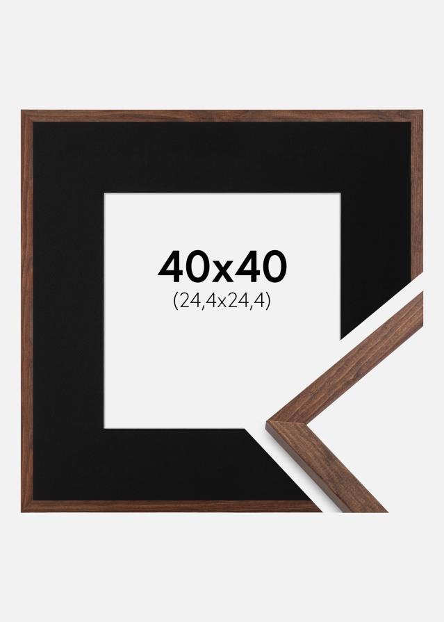 Ram med passepartou Frame Galant Walnut 40x40 cm - Picture Mount Black 10x10 inches
