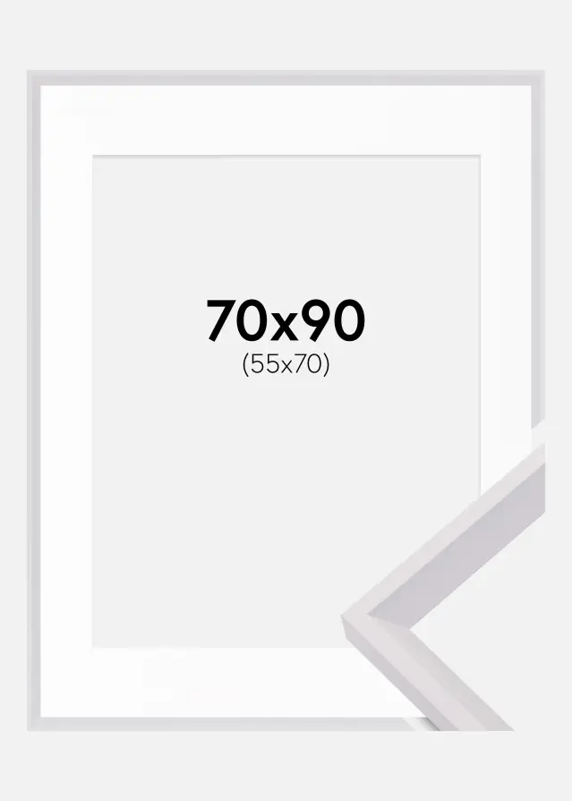 Ram med passepartou Frame Globe White 70x90 cm - Picture Mount White 56x71 cm