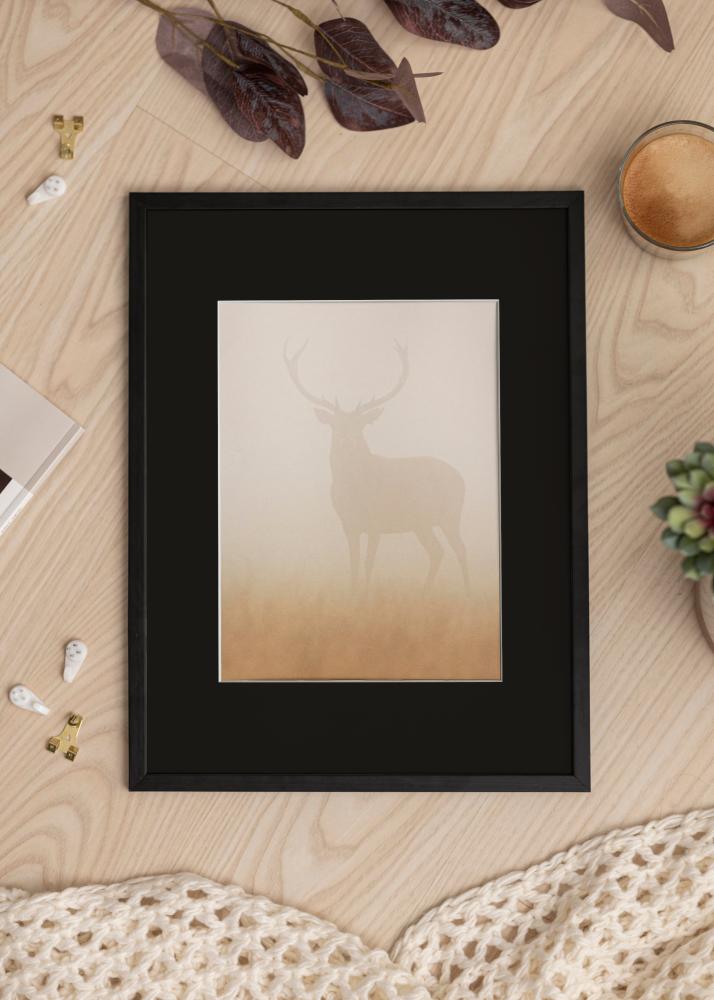 Ram med passepartou Frame Galant Black 40x50 cm - Picture Mount Black 12x16 inches