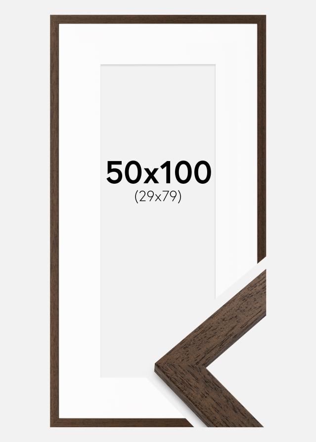 Ram med passepartou Frame Brown Wood 50x100 cm - Picture Mount White 30x80 cm