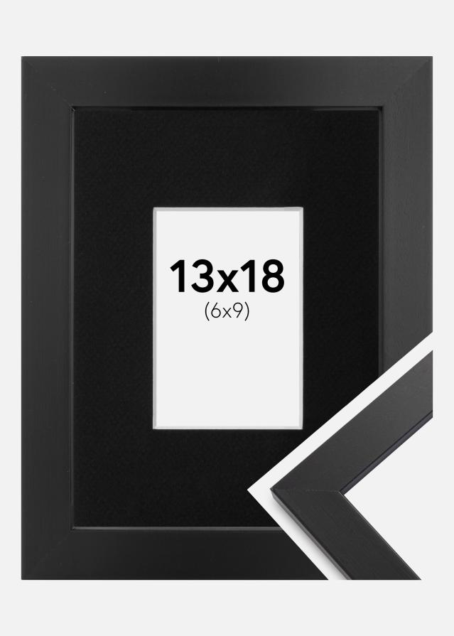 Ram med passepartou Frame Black Wood 13x18 cm - Picture Mount Black 7x10 cm