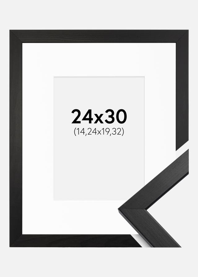 Ram med passepartou Frame Stilren Acrylic Glass Black 24x30 cm - Picture Mount White 6x8 inches