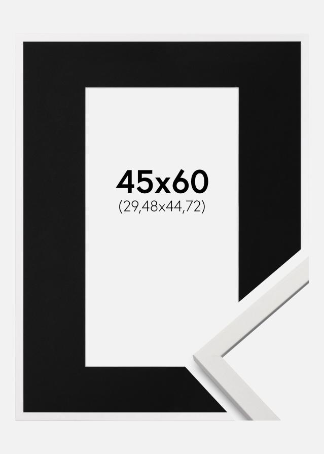 Ram med passepartou Frame Edsbyn White 45x60 cm - Picture Mount Black 12x18 inches (30.48x45.72 cm)