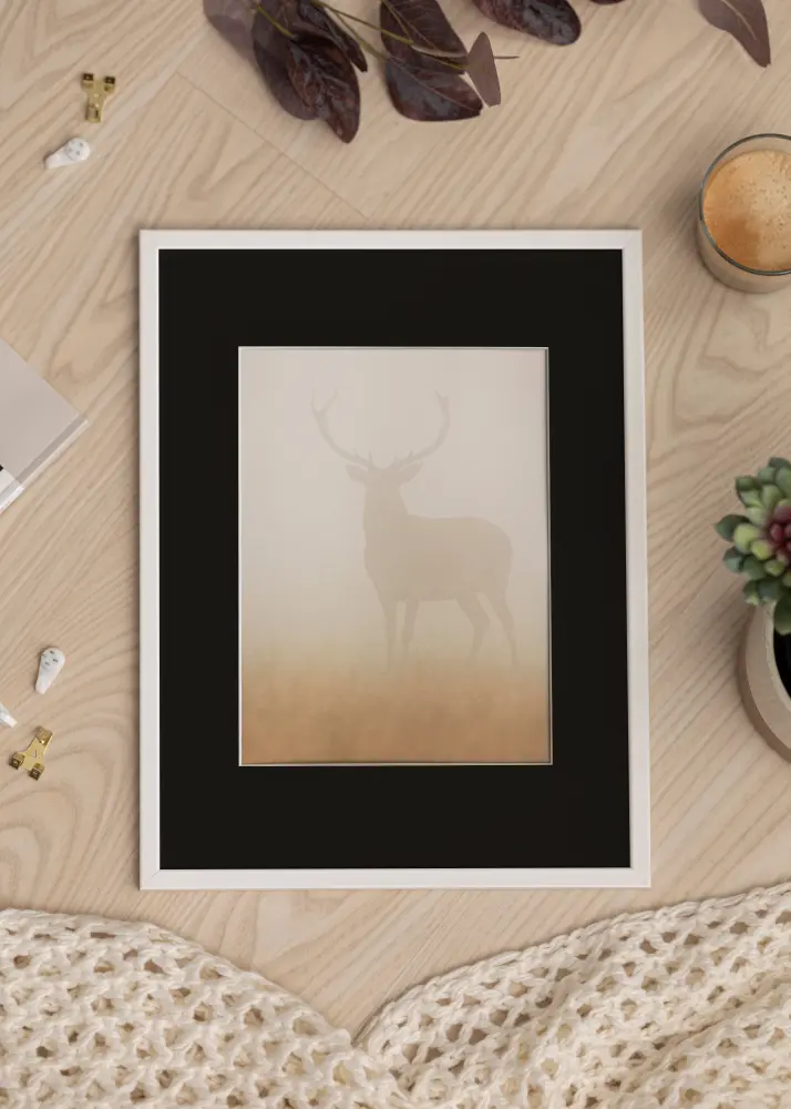 Ram med passepartou Frame Galant White 40x40 cm - Picture Mount Black 10x10 inches