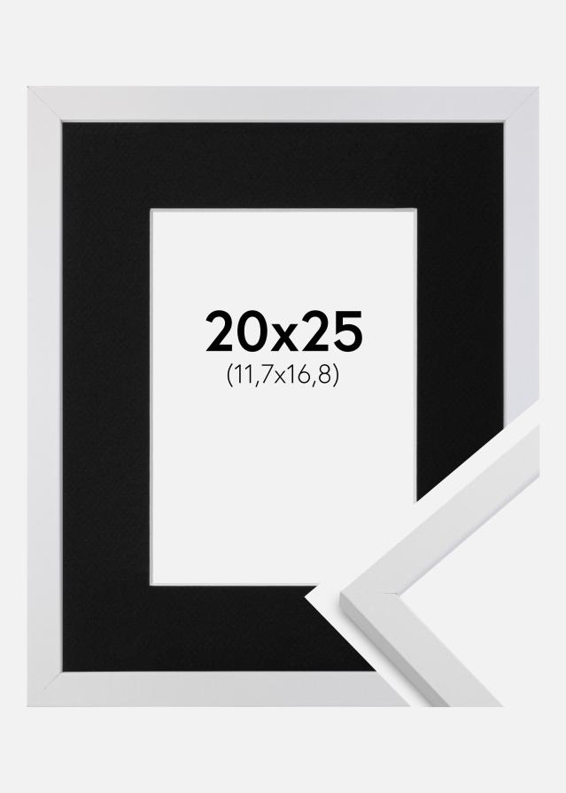 Ram med passepartou Frame Trendy White 20x25 cm - Picture Mount Black 5x7 inches
