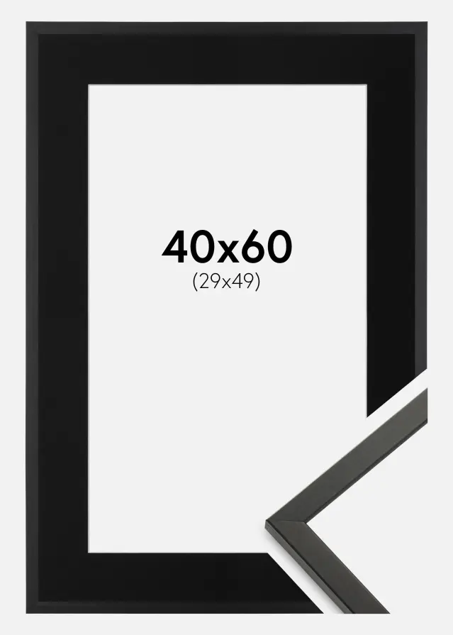 Ram med passepartou Frame Galant Black 40x60 cm - Picture Mount Black 30x50 cm