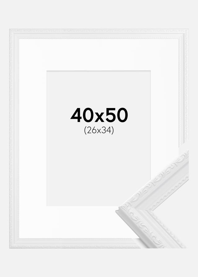 Ram med passepartou Frame Abisko White 40x50 cm - Picture Mount White 27x35 cm