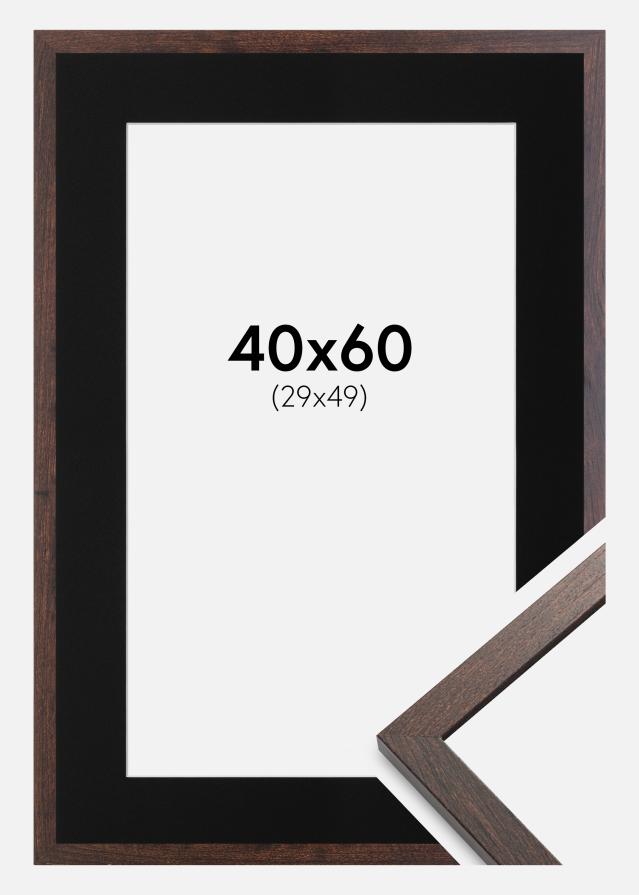 Ram med passepartou Frame Trendy Walnut 40x60 cm - Picture Mount Black 30x50 cm