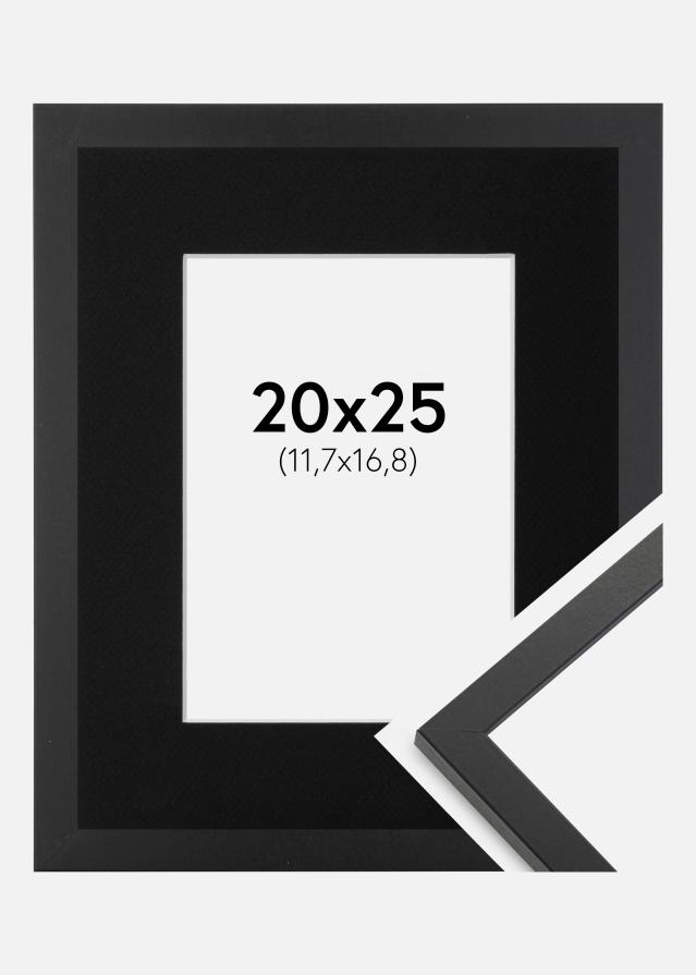Ram med passepartou Frame Trendy Black 20x25 cm - Picture Mount Black 5x7 inches