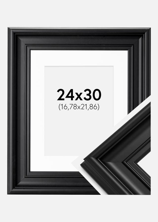 Ram med passepartou Frame Mora Premium Black 24x30 cm - Picture Mount White 7x9 inches