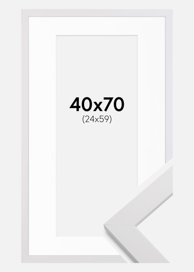 Ram med passepartou Frame White Wood 40x70 cm - Picture Mount White 25x60 cm