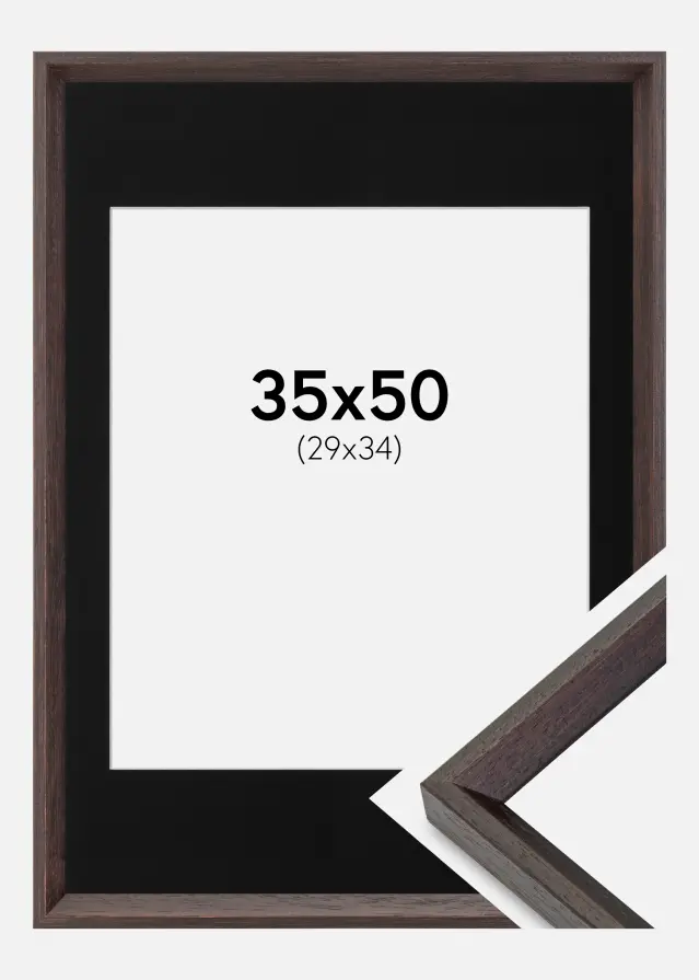 Ram med passepartou Frame Globe Espresso 35x50 cm - Picture Mount Black 30x35 cm