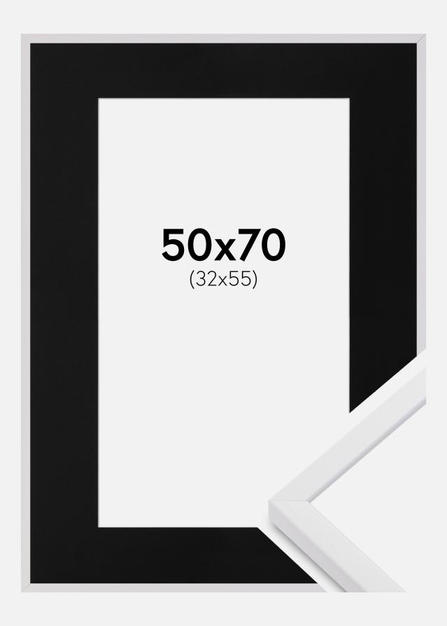 Ram med passepartou Frame E-Line White 50x70 cm - Picture Mount Black 33x56 cm