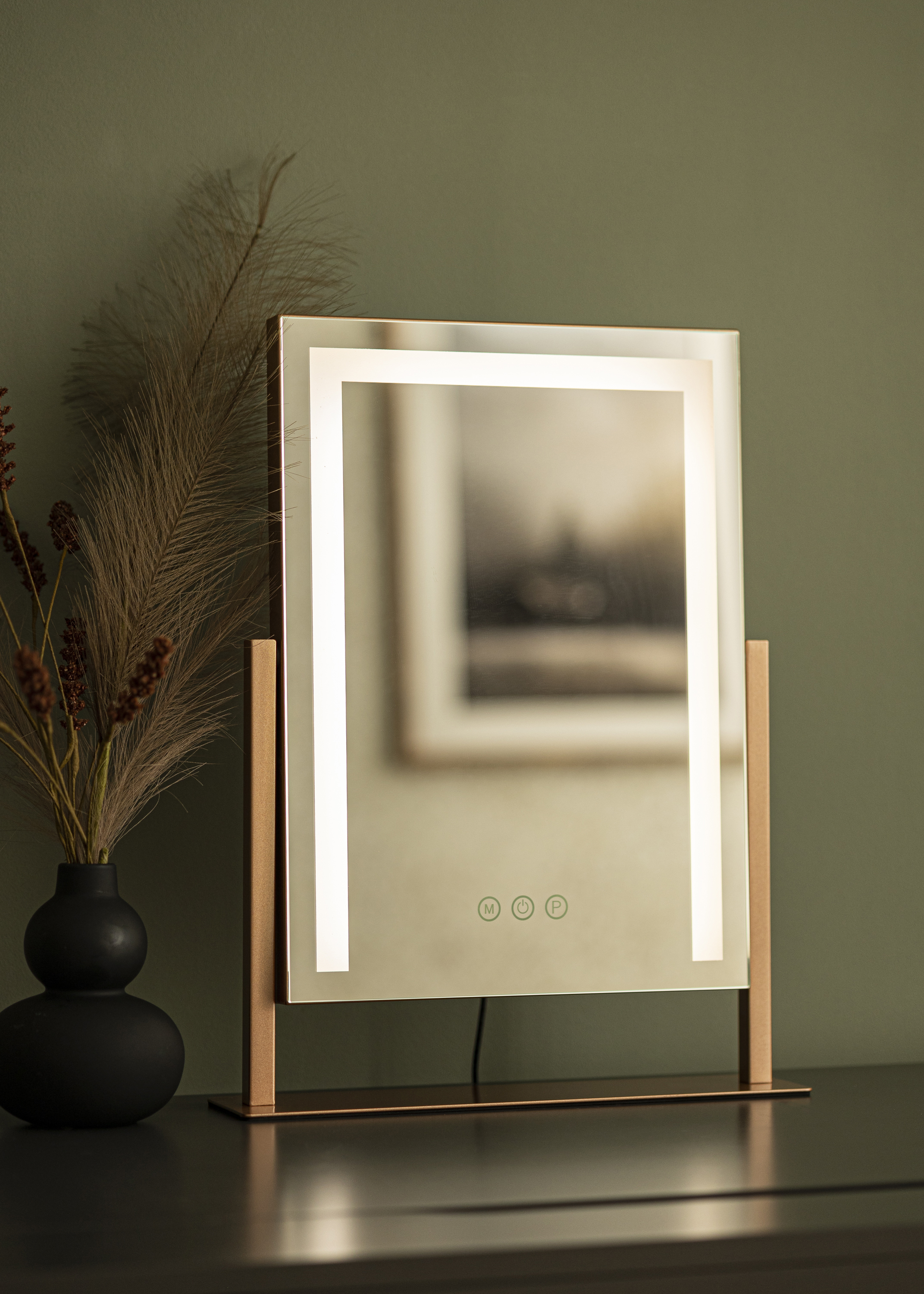 KAILA Make-up Mirror Stand LED Rose Gold 30x41 cm