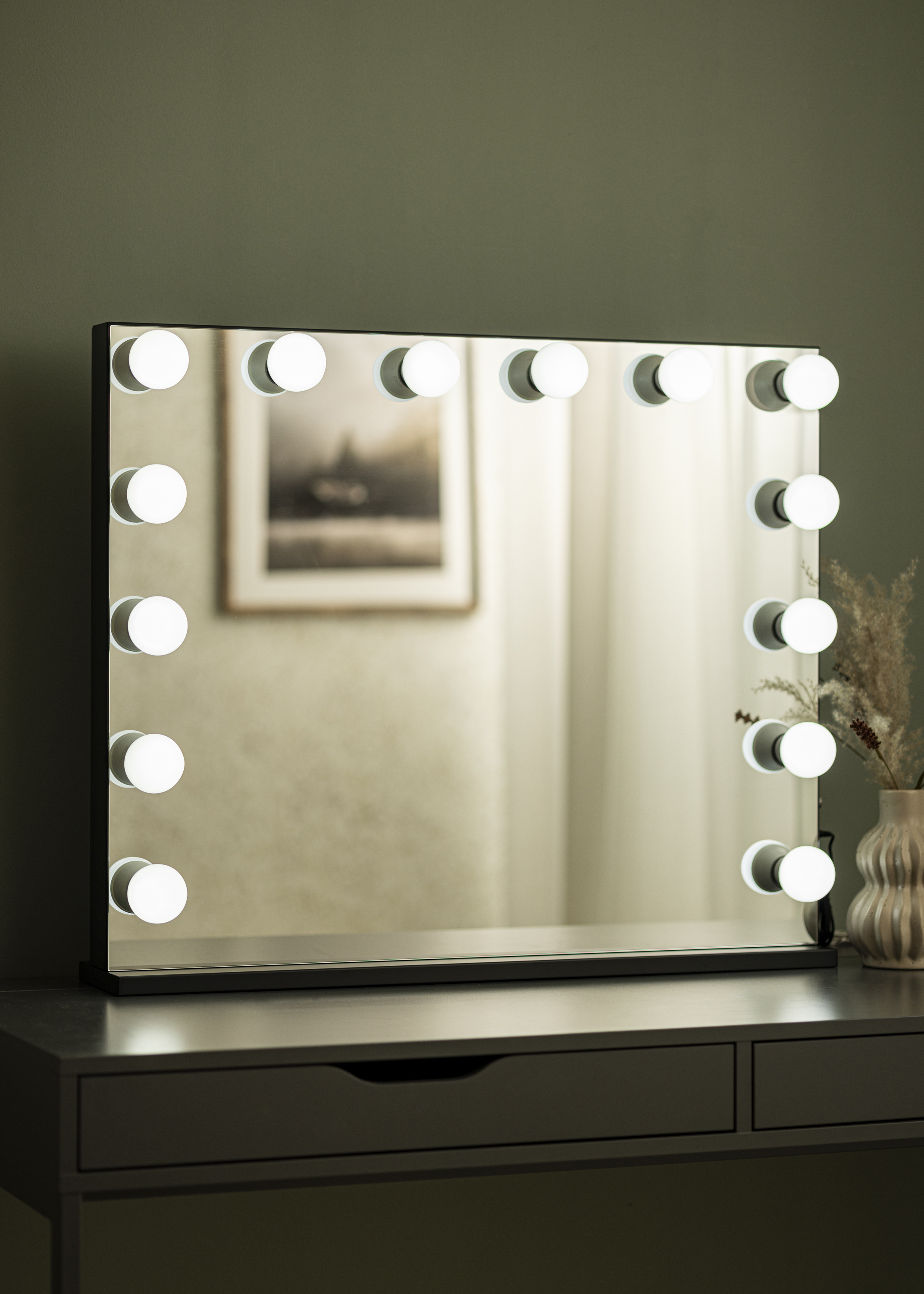 KAILA Make-up Mirror Hollywood Edge 14 E27 Black 80x65 cm