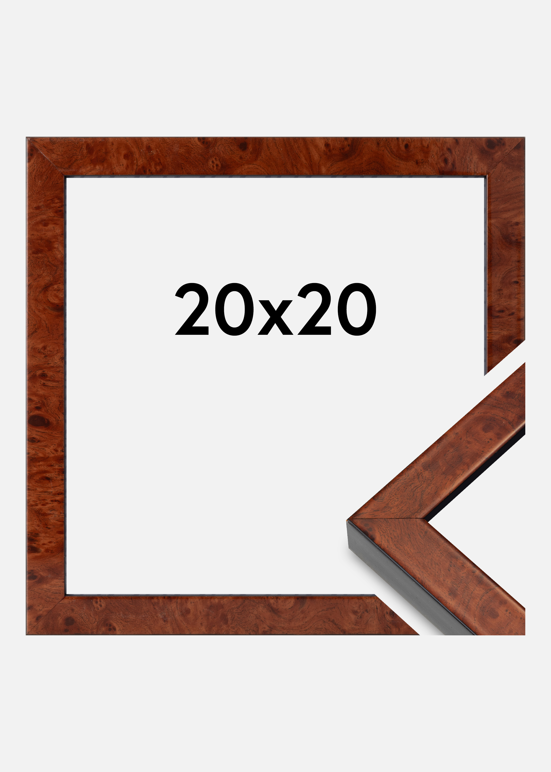 Frame Hermes Acrylic Glass Burr Walnut 20x20 cm