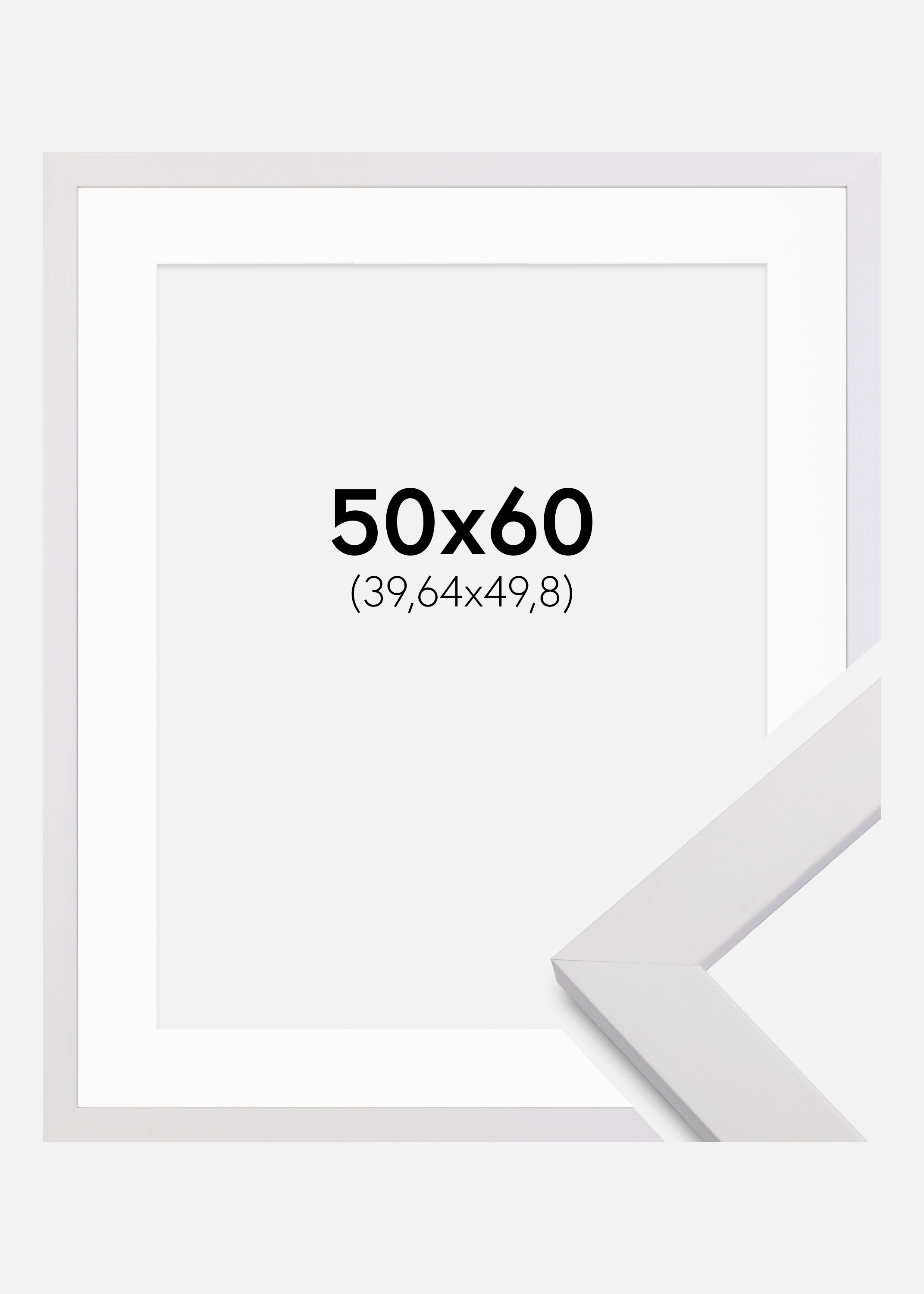 Frame White Wood 50x60 cm - Picture Mount White 16x20 inches