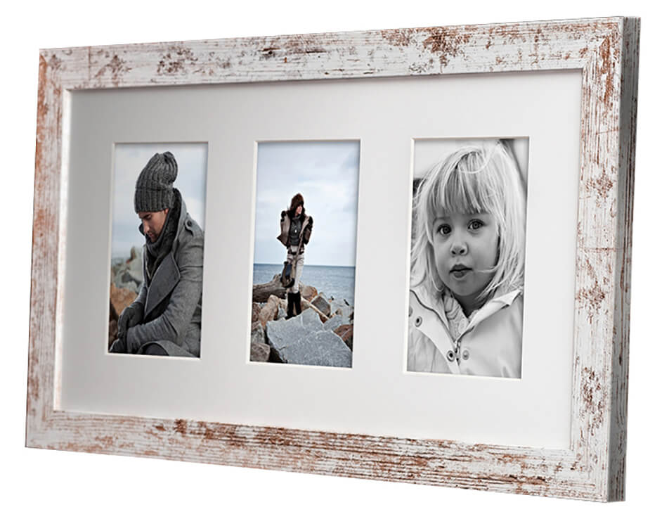 Rustic-style collage picture frame with three outdoors family photos