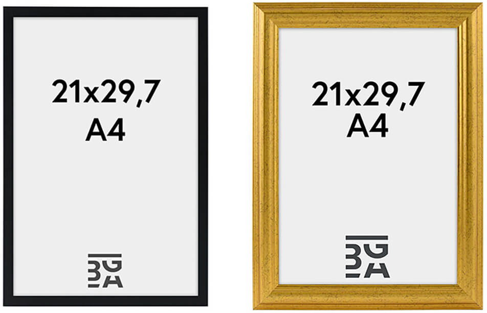 Black picture frame for diploma (A4) - golden picture frame for diploma (A4)