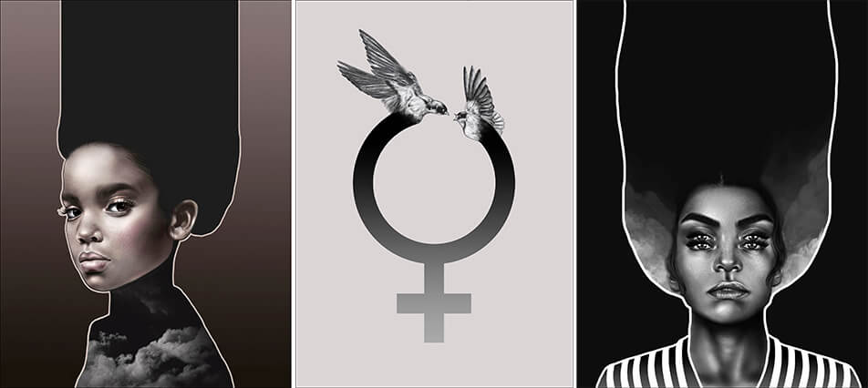 Graphical posters - posters with portraits of women and feminine symbols
