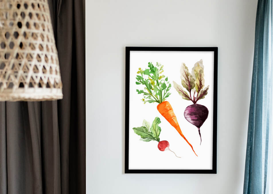 Kitchen picture with vegetables on a white wall - kitchen decor
