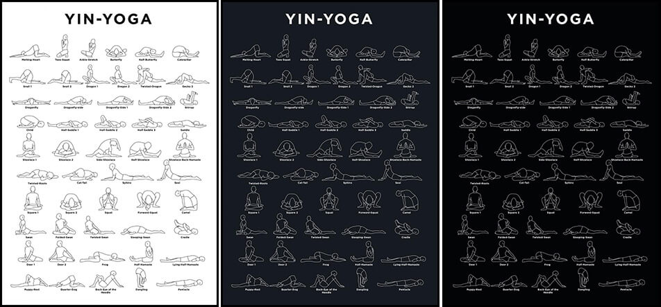 Posters which show yoga positions