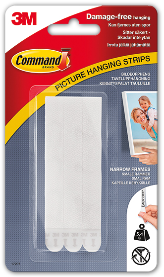 Penselgrossisten Hallström 3M Command Picture hanging strips white with velcro thin (13 mm) - 4 pairs