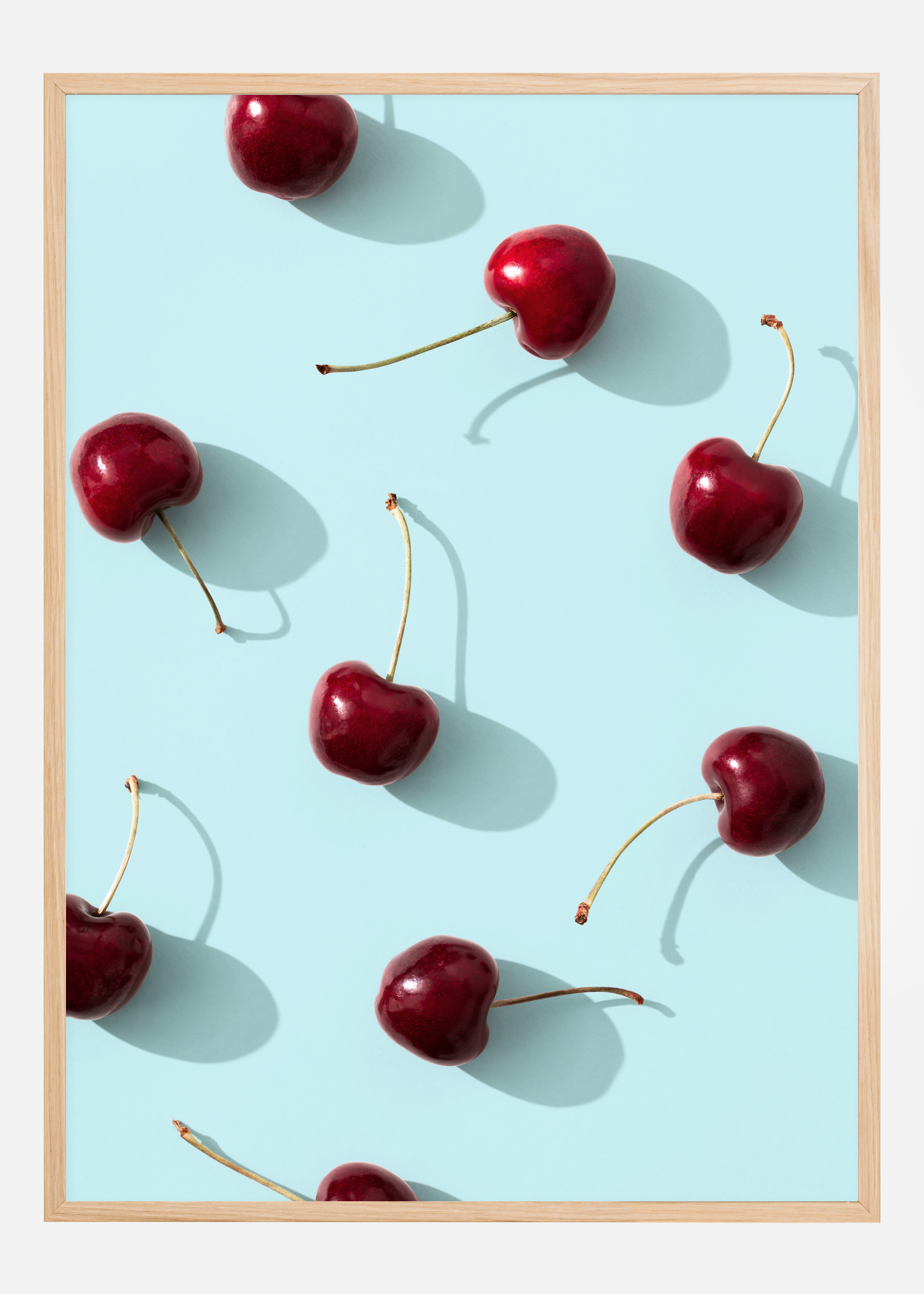 Cherries On Turquoise Poster (50x70 cm)