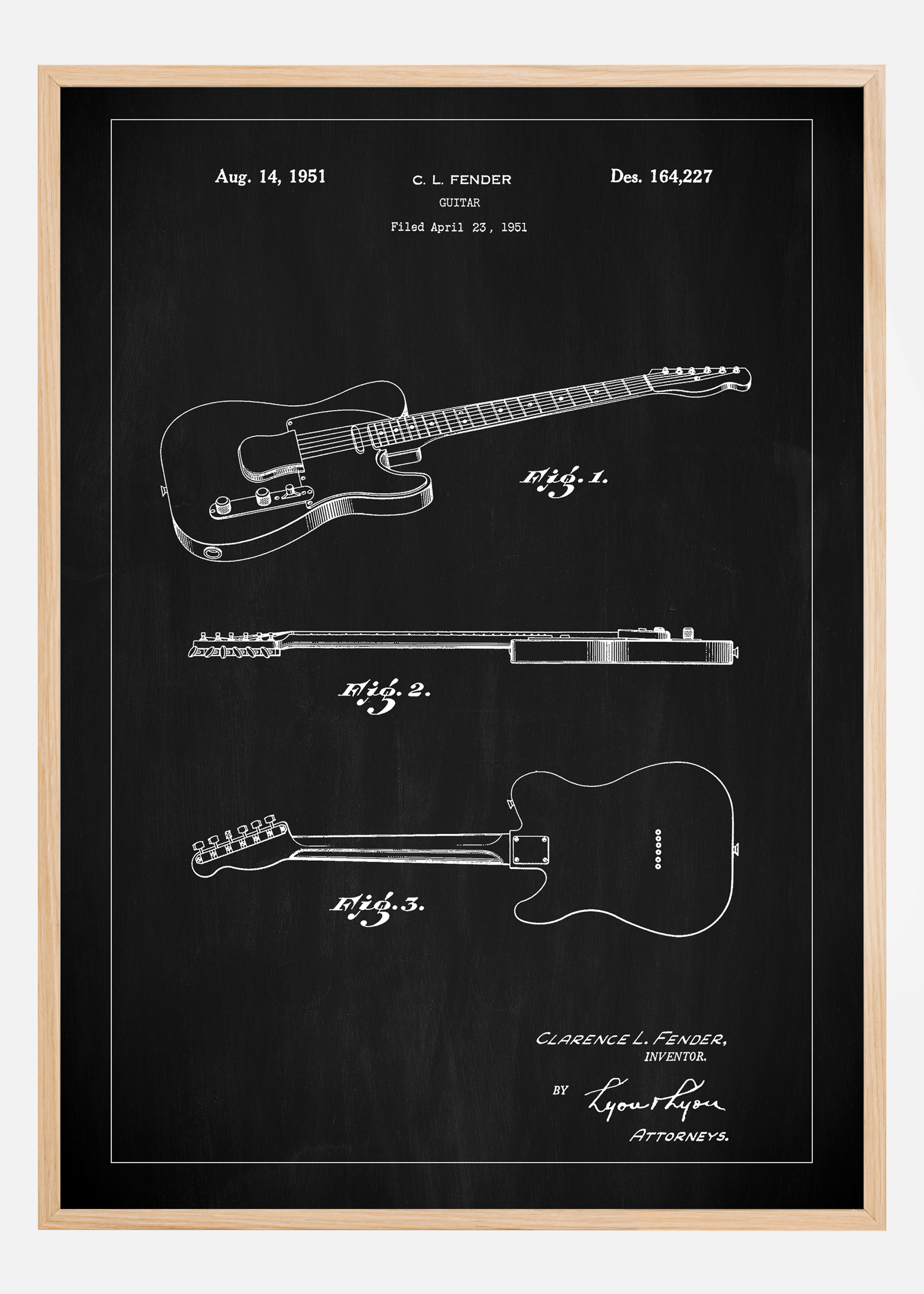 Patent Print - Guitar - Black Poster (40x50 cm)