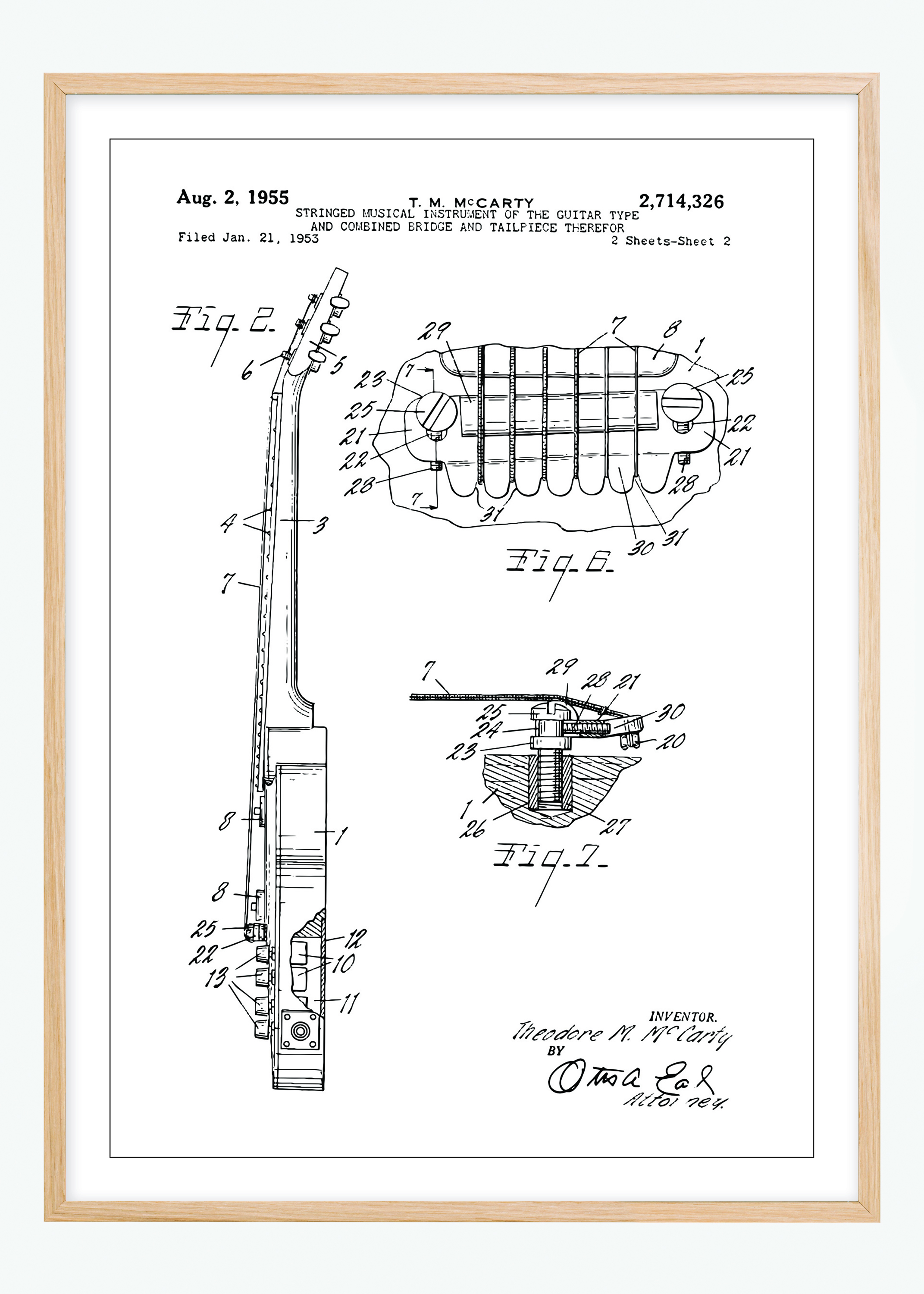 Patent drawing - Electric guitar II Poster (50x70 cm)