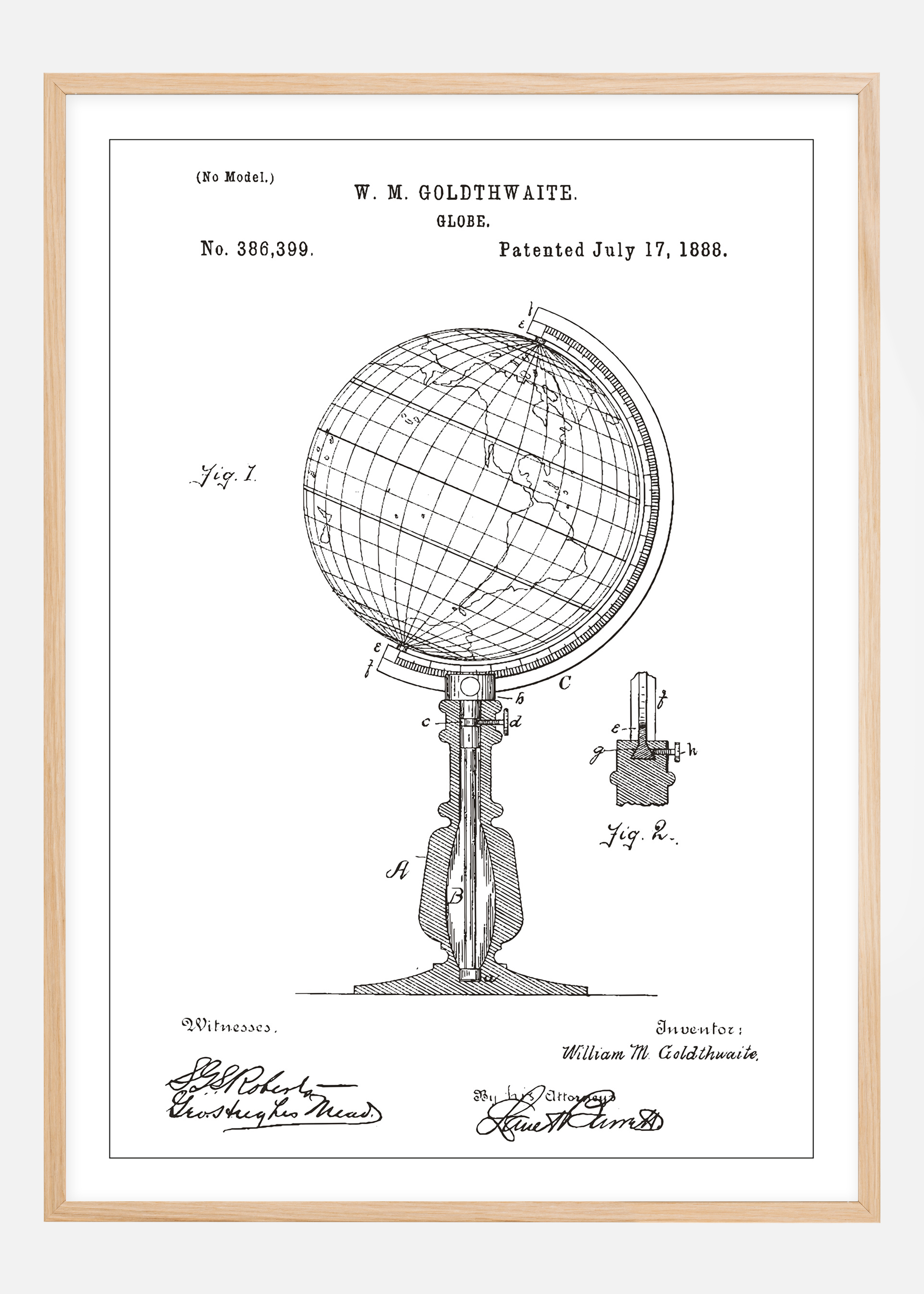 Patent drawing - Globe - White Poster (21x29.7 cm (A4))