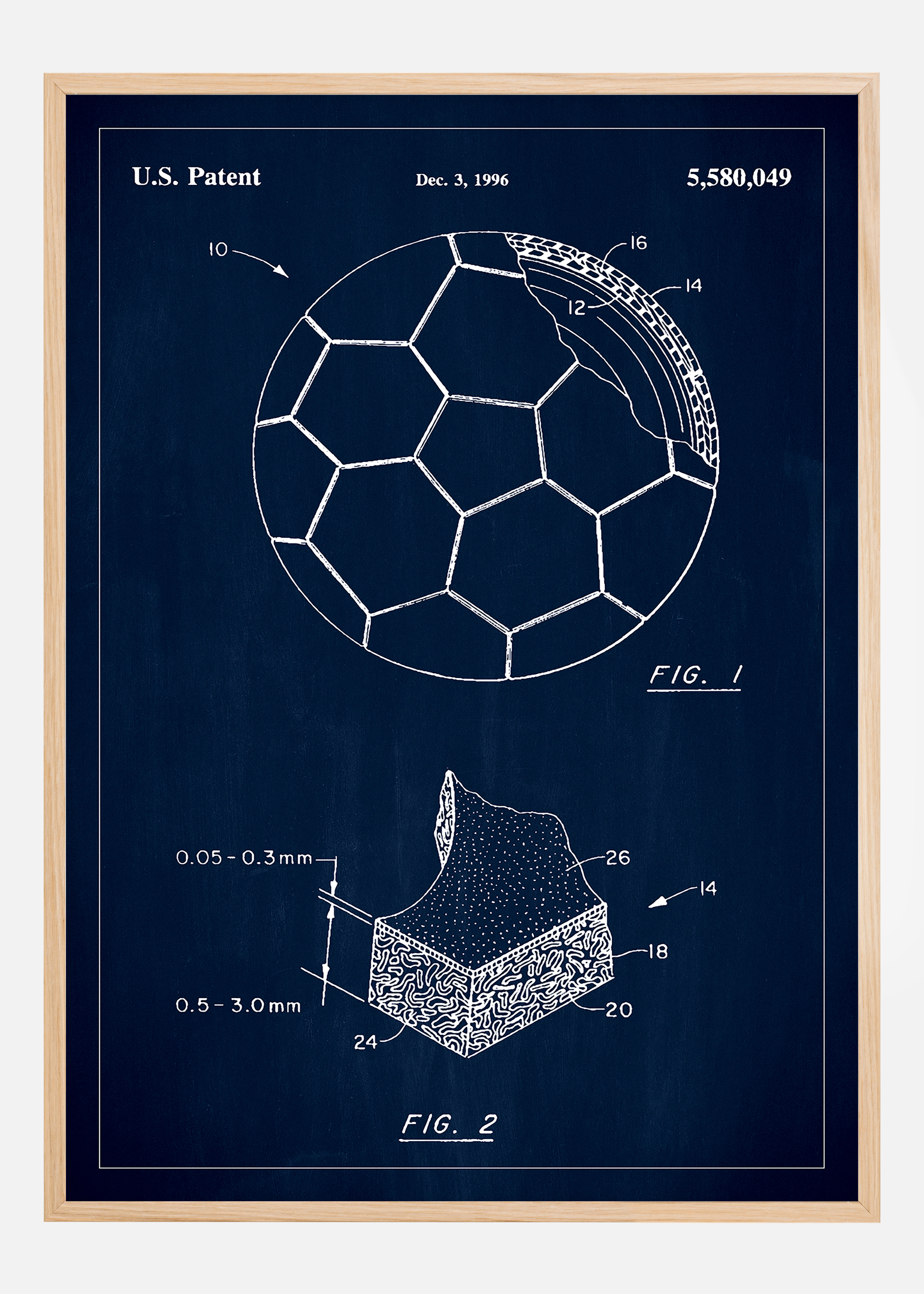 Patent Print - Football - Blue Poster (30x40 cm)