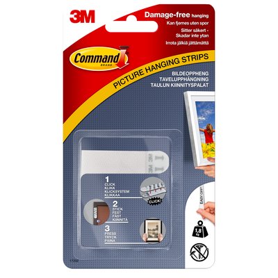 Penselgrossisten Hallström 3M Command Picture hanging strips white with velcro (13 mm) - 4 pairs